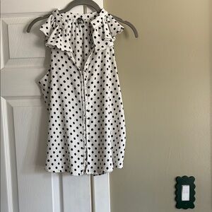 Anthropologie Polka Dot Ruffle Sleeveless Top size M